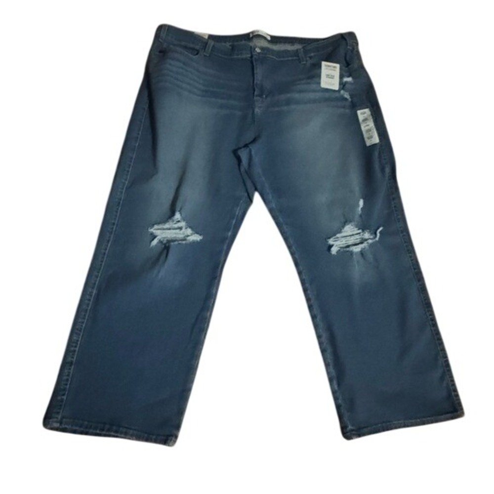 Signature by Levi's Cropped Classic Medium Blue Distressed Jeans Size 46‎ NWT